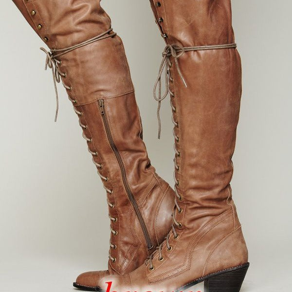 Women’s Over-the-Knee Boots – Round Toe Stylish Tall Winter Boots