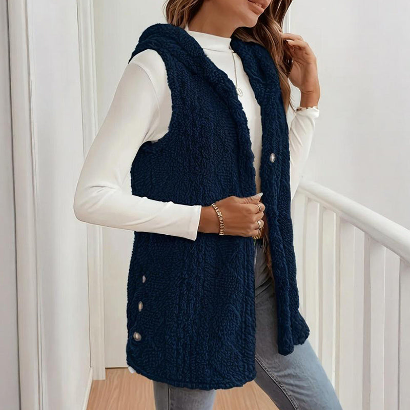 Women's Textured Sleeveless Hooded Vest