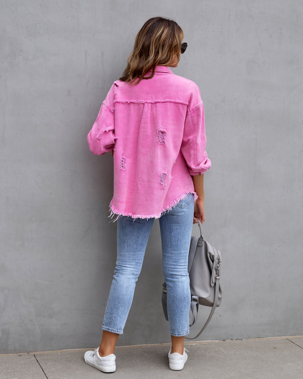 Fashion Ripped Shirt Jacket Female
