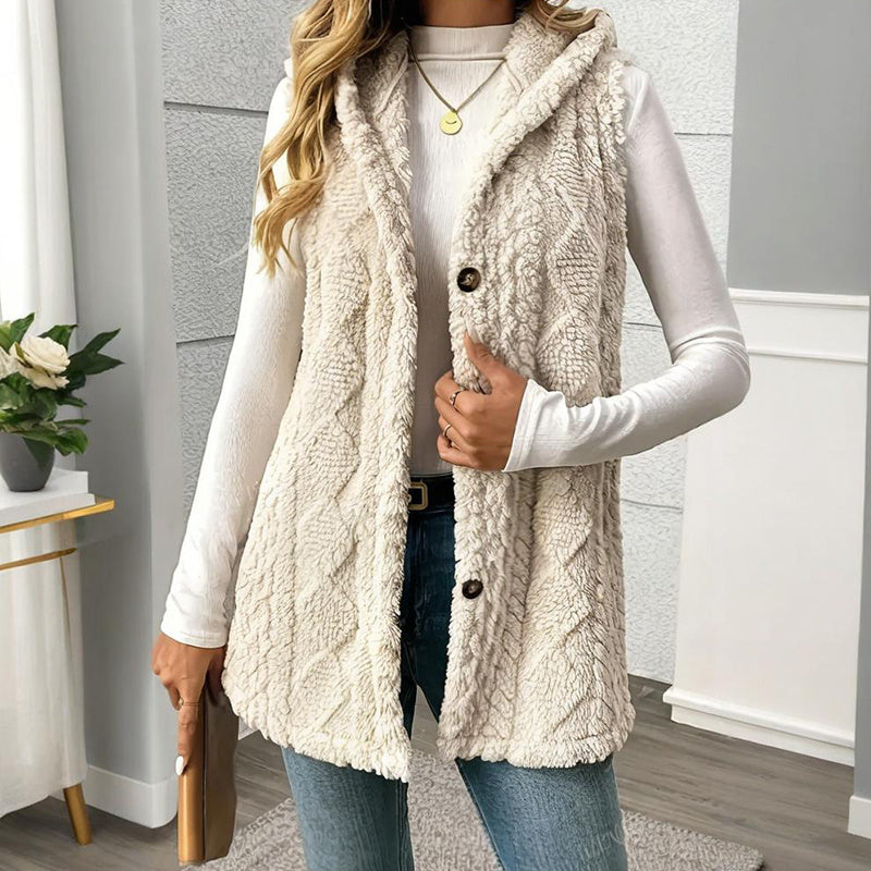 Women's Textured Sleeveless Hooded Vest