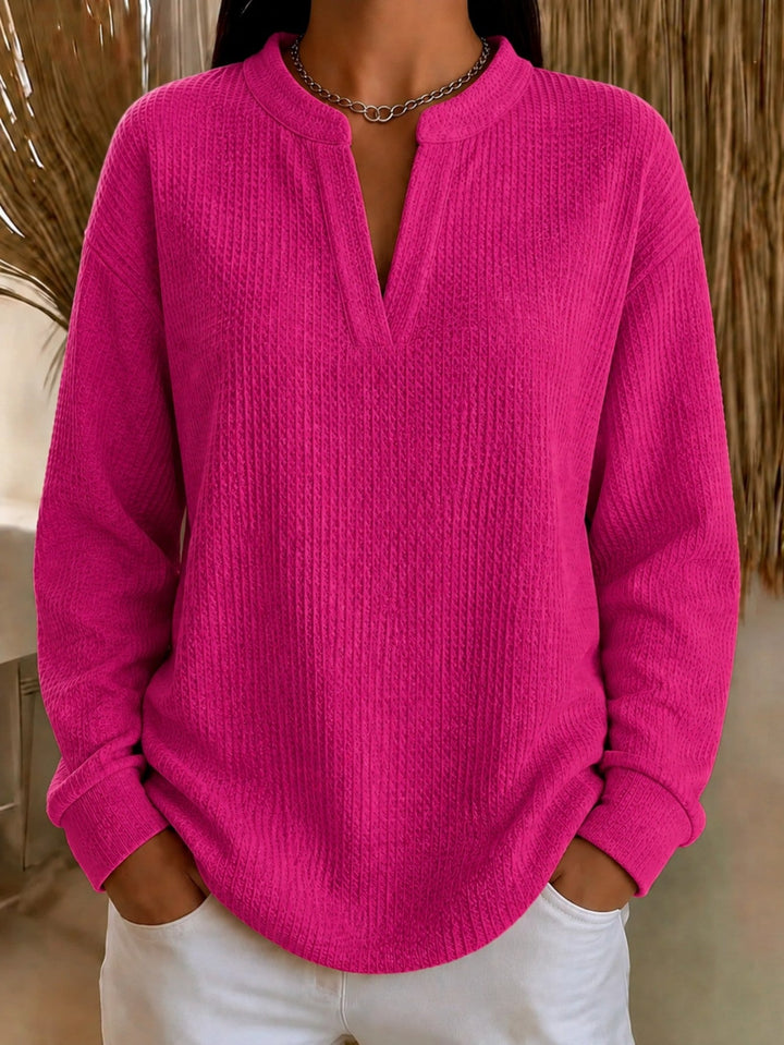 Women's Loose-Fit Solid-Color Long-Sleeve Top