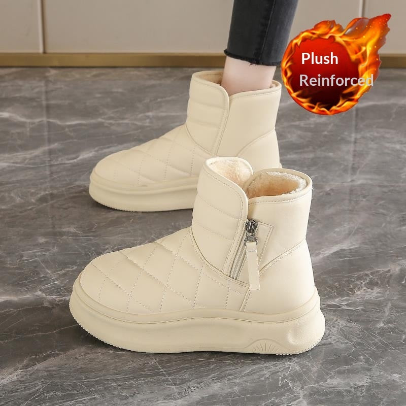 Women’s Warm Fleece-Lined Snow Boots – Casual Winter Anti-Slip Ankle Boots