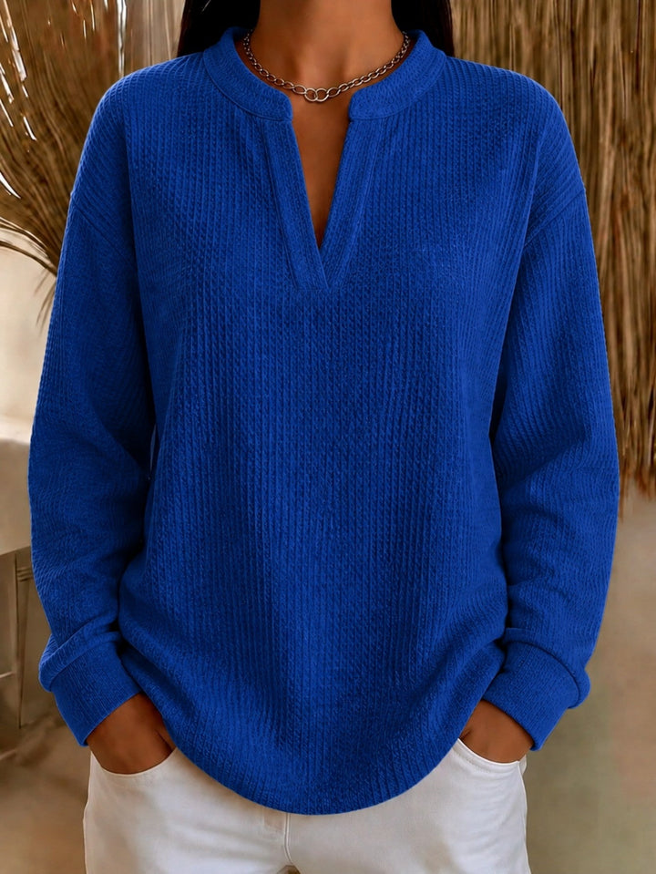 Women's Loose-Fit Solid-Color Long-Sleeve Top