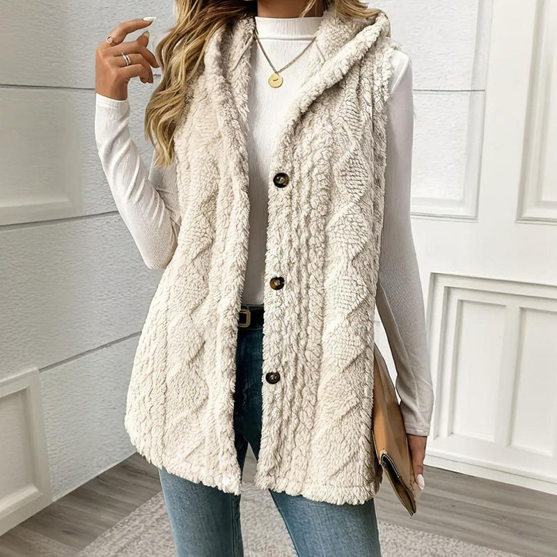 Women's Textured Sleeveless Hooded Vest