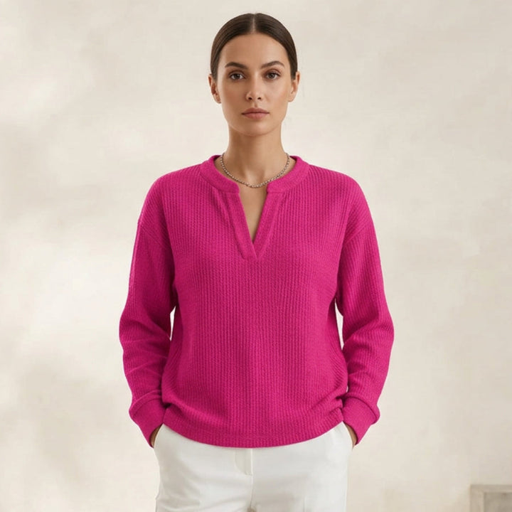 Women's Loose-Fit Solid-Color Long-Sleeve Top