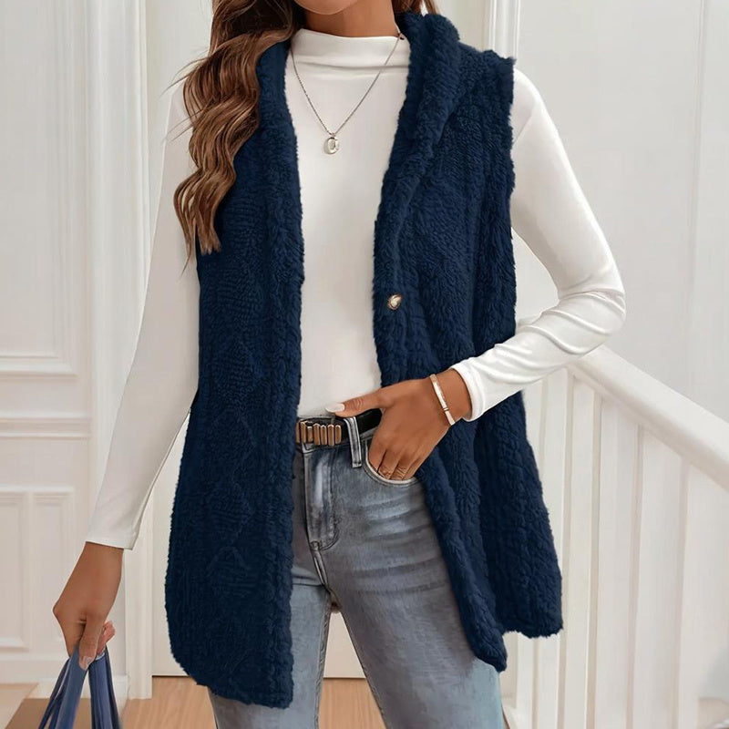 Women's Textured Sleeveless Hooded Vest