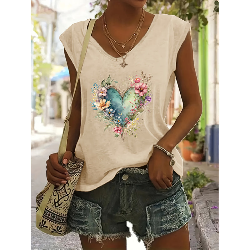 2-Pack Wildflowers Graphic Print V-Neck Tee Tops