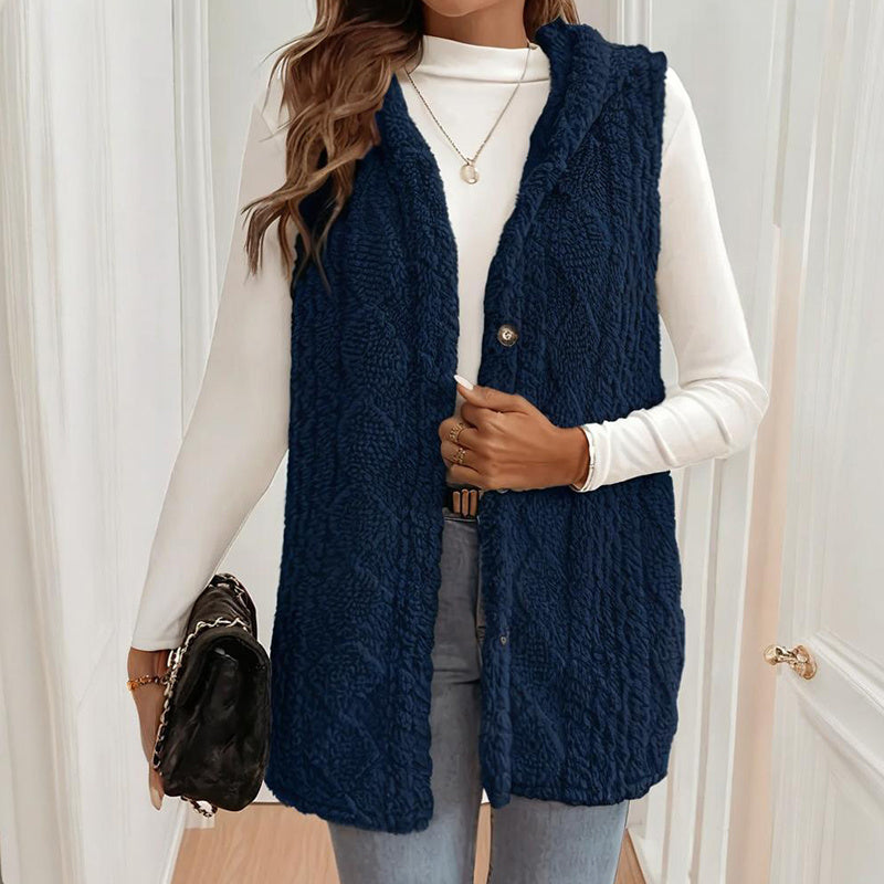Women's Textured Sleeveless Hooded Vest