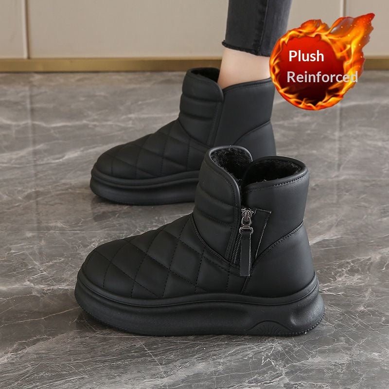 Women’s Warm Fleece-Lined Snow Boots – Casual Winter Anti-Slip Ankle Boots