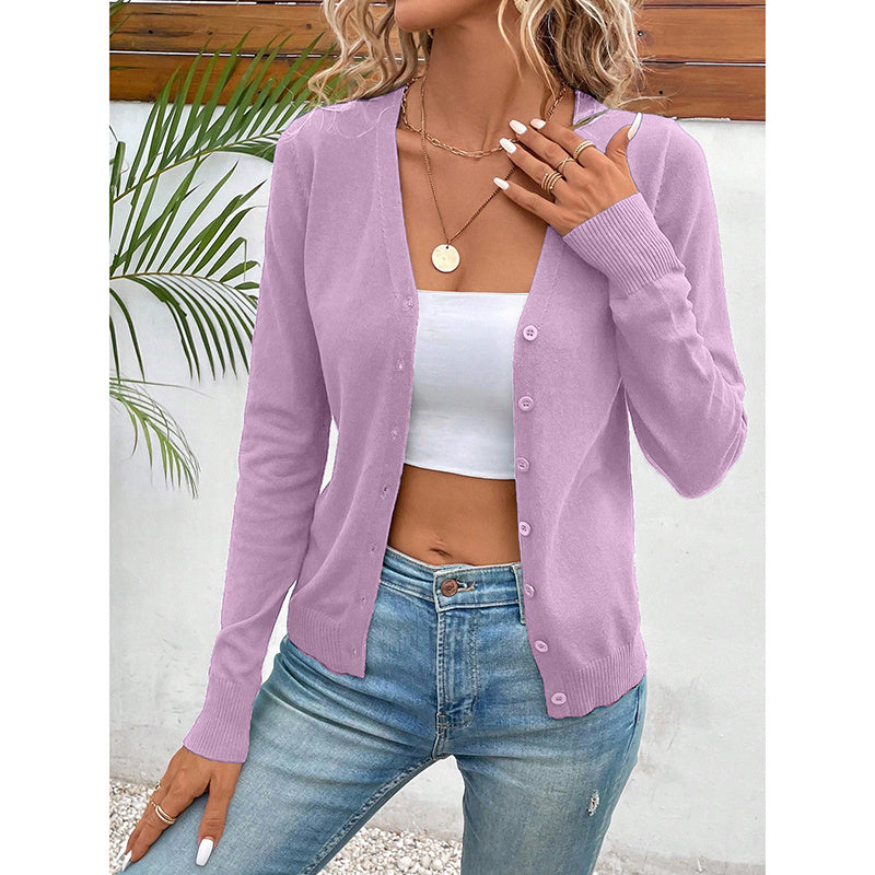 Women’s V‑Neck Button‑Down Cardigan Knit Sweater
