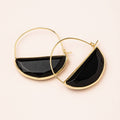 Black Spinel Stone Prism Hoop Earrings