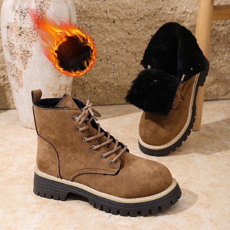 Women’s Lace-Up Suede Fleece-Lined Ankle Boots | Cozy Winter Boots