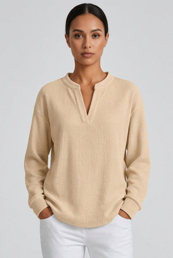 Women's Loose-Fit Solid-Color Long-Sleeve Top
