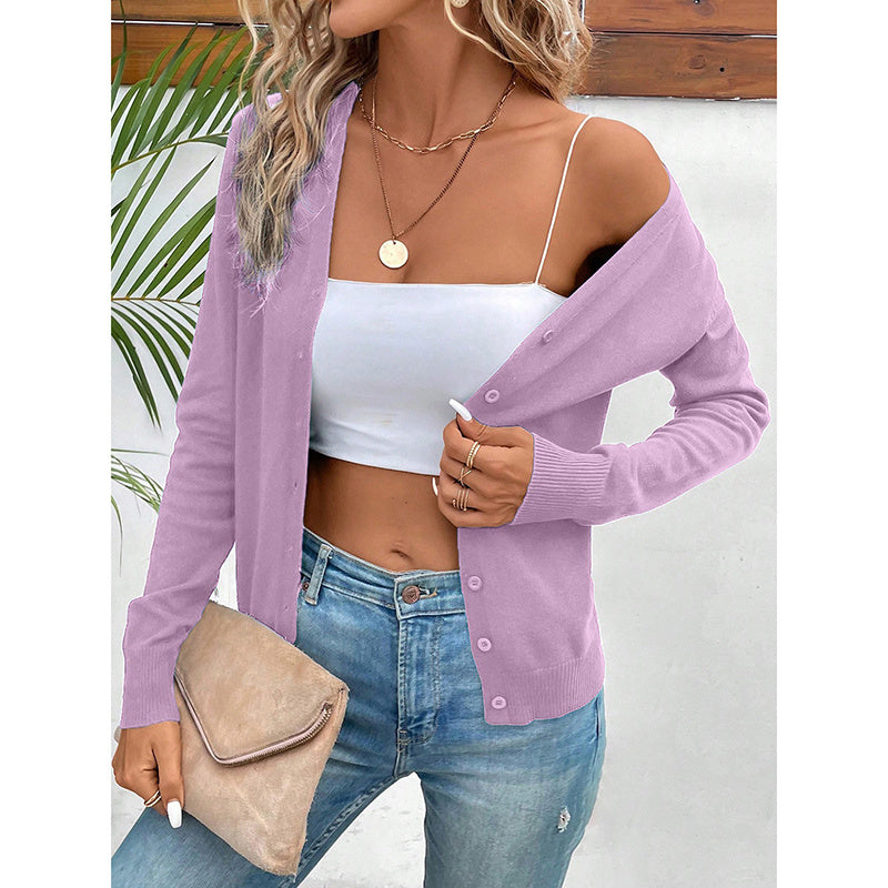 Women’s V‑Neck Button‑Down Cardigan Knit Sweater