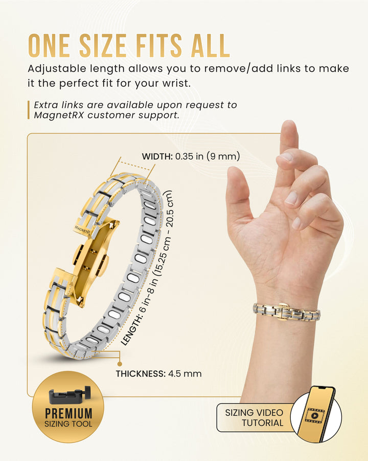 EllipseMAX Magnetic Bracelet for Women (Silver & Gold)