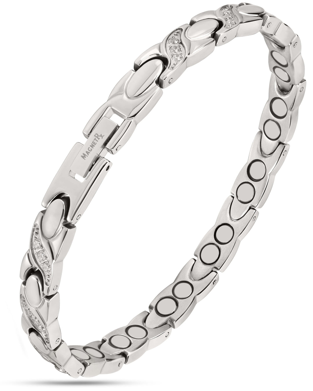 Women's Ultra Strength Magnetic Bracelet Crystal XO (Silver)