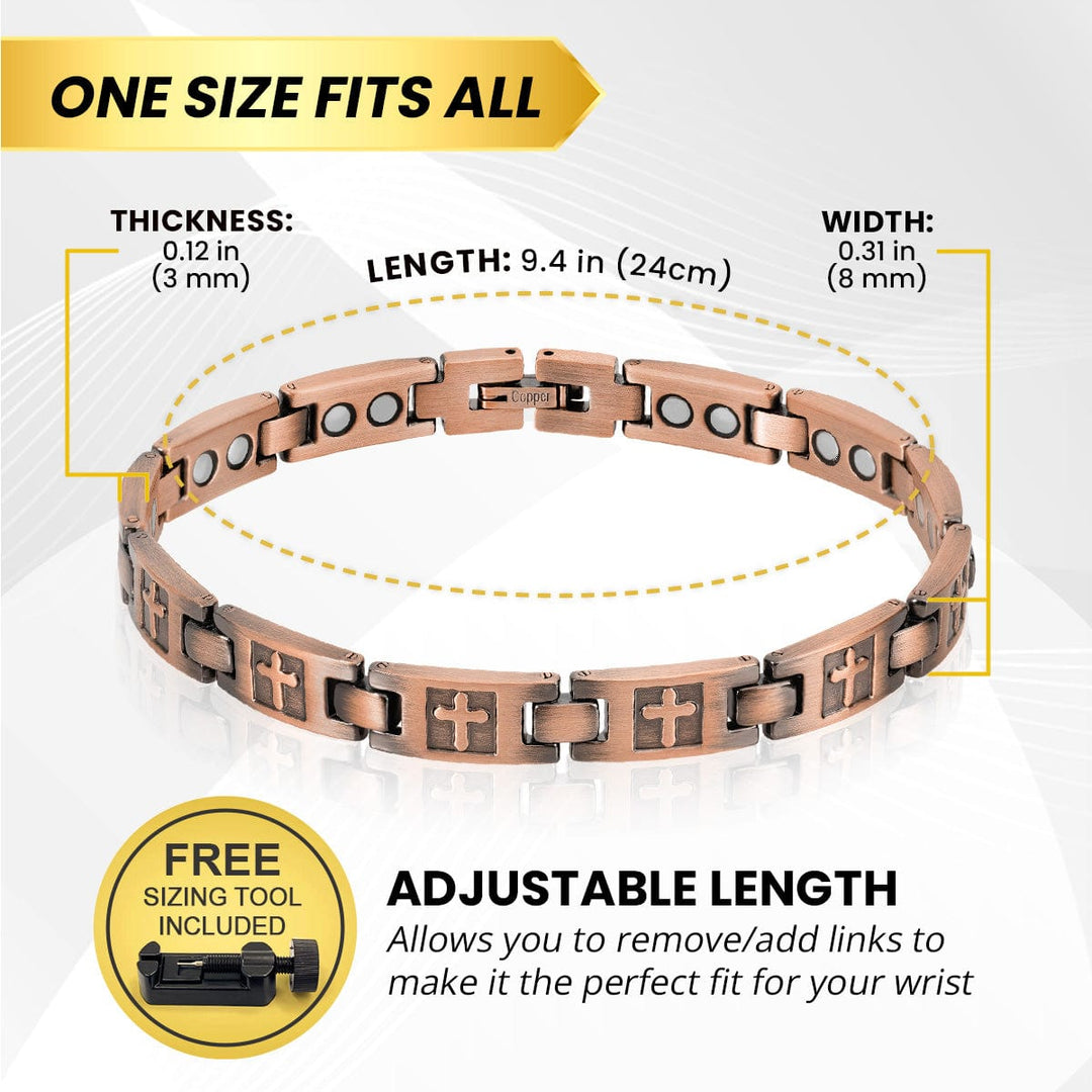 Women’s Ultra Strength Pure Copper Magnetic Bracelet (Cross)