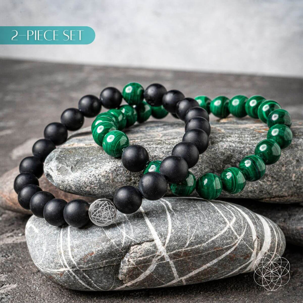Steady Mind - Malachite & Onyx Double Bracelet